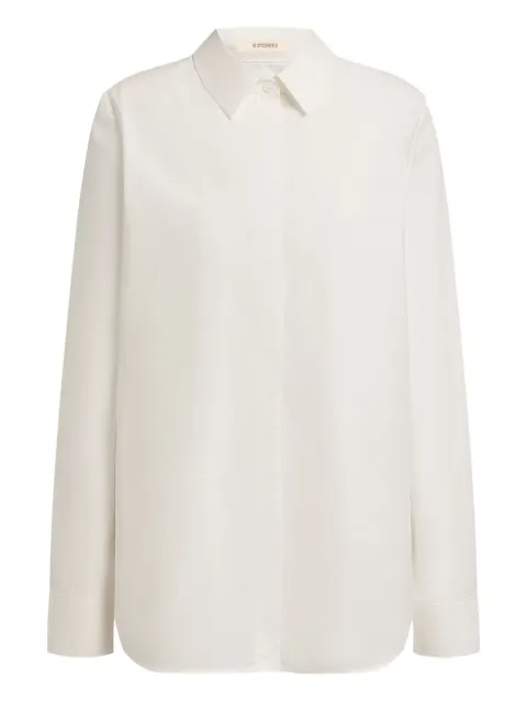 12 STOREEZ concealed-front cotton shirt White 127377