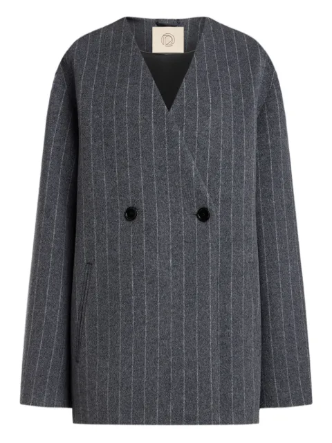 12 STOREEZ pinstripe double-breasted coat Grey 126847