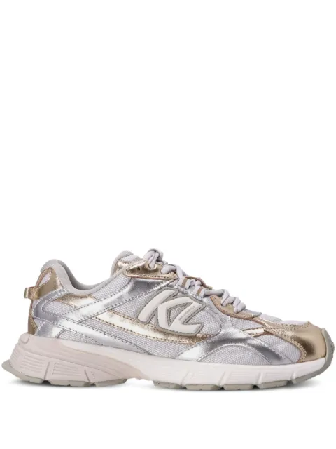 Karl Lagerfeld Orion metallic-effect panelled low-top sneakers Silver KL65525