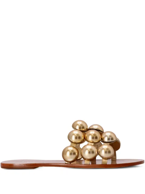 FARM Rio beads-embellished leather sandals Gold 346646