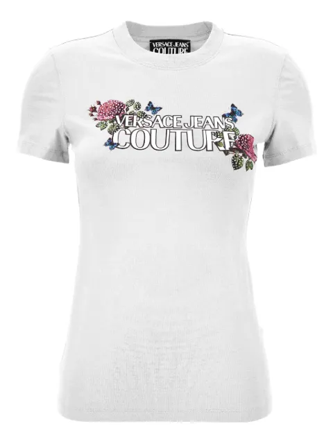 Versace Jeans Couture floral-butterfly print T-shirt White 79HAHB00