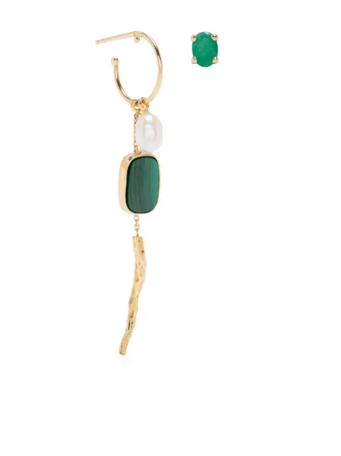 Wouters & Hendrix Gold 18K yellow gold asymmetric multi-stone earrings Gold EGC076YG