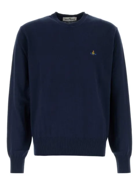 Vivienne Westwood Alex orb-embellished cotton-cashmere sweater Blue 27010012Y001V