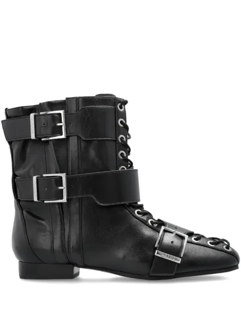 GANNI buckled lace-up combat boots Black S3114