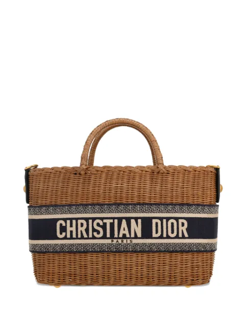 Christian Dior Pre-Owned 2021 wicker-canvas tote bag Brown 418753