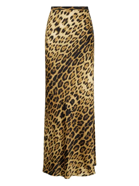 Roberto Cavalli jaguar-print silk skirt Brown VWT302TYQ71