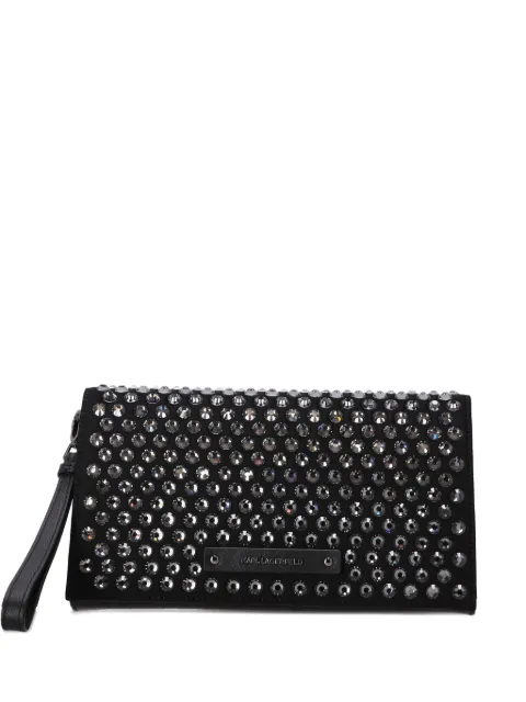 Karl Lagerfeld crystal-embellished clutch bag Black A3W303081RC