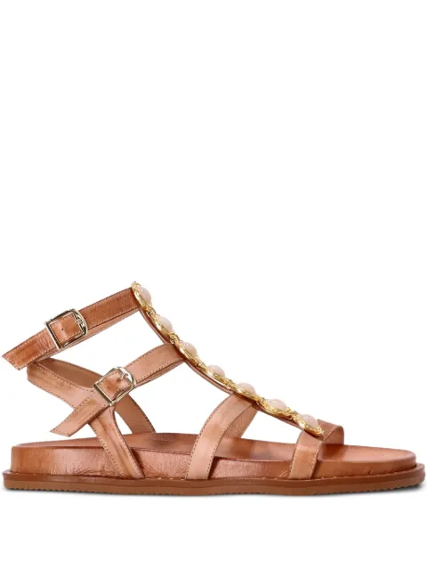 Kotris Sandals stone-embellished buckle sandals Brown 14705