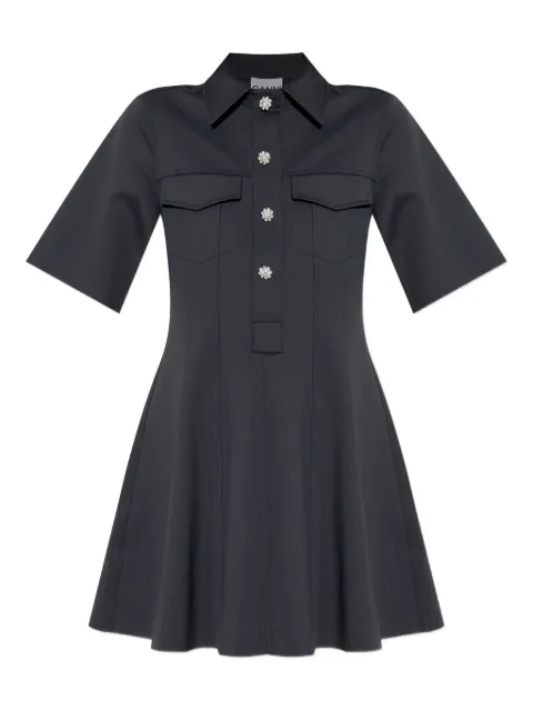 GANNI embellished short-sleeved mini day dress Black W0448