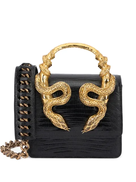 Roberto Cavalli snake-embellished chain tote bag Black VWB001PZ119