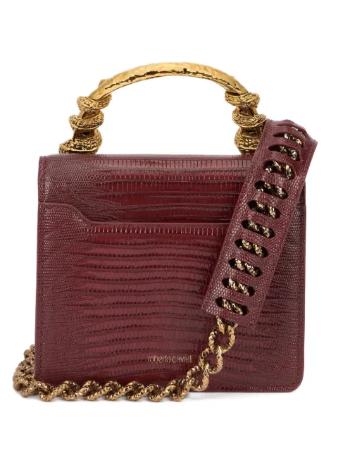 Roberto Cavalli snake-embellished top-handle shoulder bag Red VWB001PZ119
