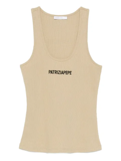 Patrizia Pepe logo-embroidered ribbed tank top Neutrals 8M1617J216