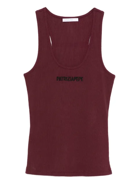 Patrizia Pepe logo-embroidered ribbed tank top Purple 8M1617J216