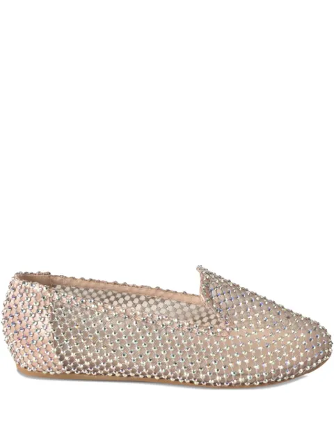 Le Silla Gilda crystal-embellished mesh ballet flats Neutrals 0199Z020M1PP158