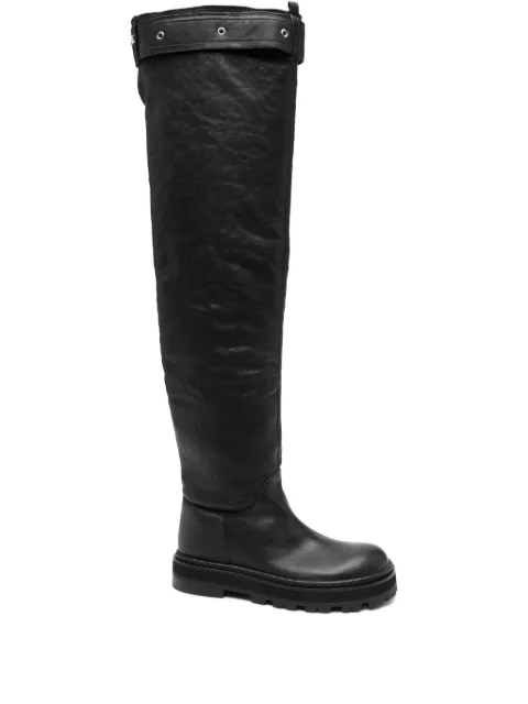 Patrizia Pepe leather over-the-knee buckle boots Black 8Y0142L005