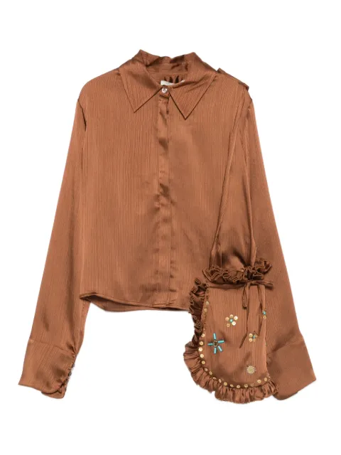 SIEDRES pointed-collar buttoned blouse Brown WPF25TP09