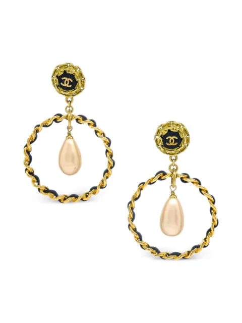 CHANEL Pre-Owned 1995 faux-pearl drop earrings Gold ER195197