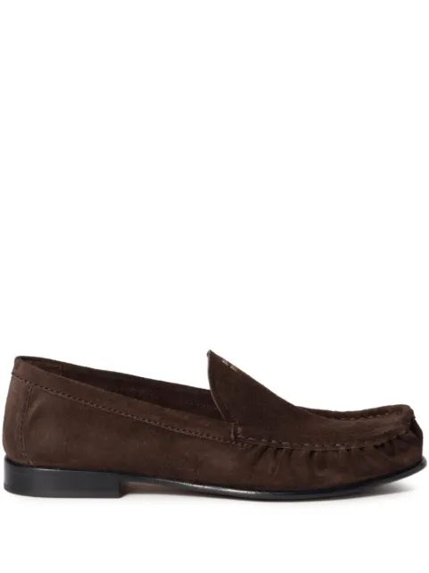 Miu Miu logo-print suede loafers Brown 5D499EF015054