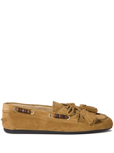 Miu Miu tassel-detail beaded loafers Green 5D518EF005054