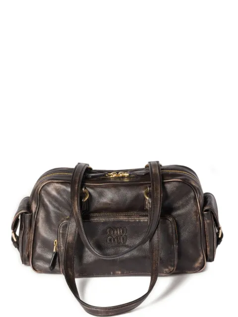 Miu Miu Pocket logo-embossed tote bag Brown 5BB179VOOOAF8T