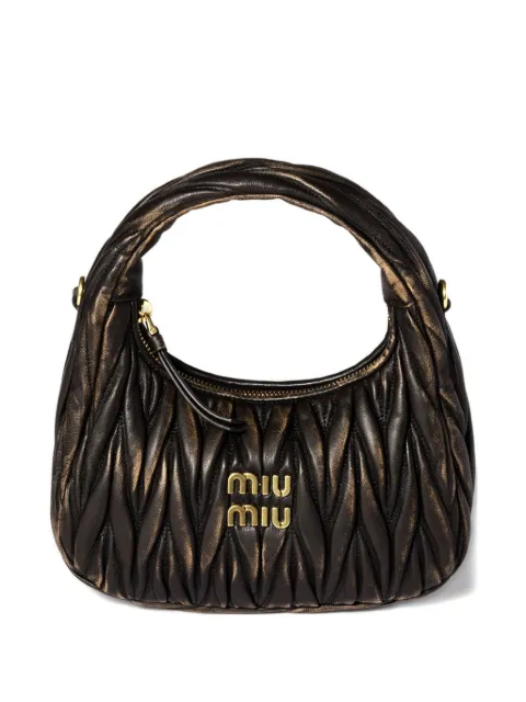 Miu Miu Wander quilted leather clutch bag Brown 5BC125VOOYAF6Q