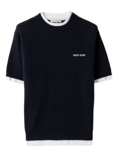 Miu Miu short-sleeve crew-neck T-shirt Blue MMLB62SOOO174K