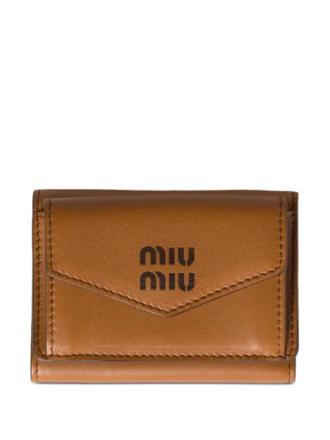Miu Miu small logo-debossed leather wallet Brown 5MH0212CV6