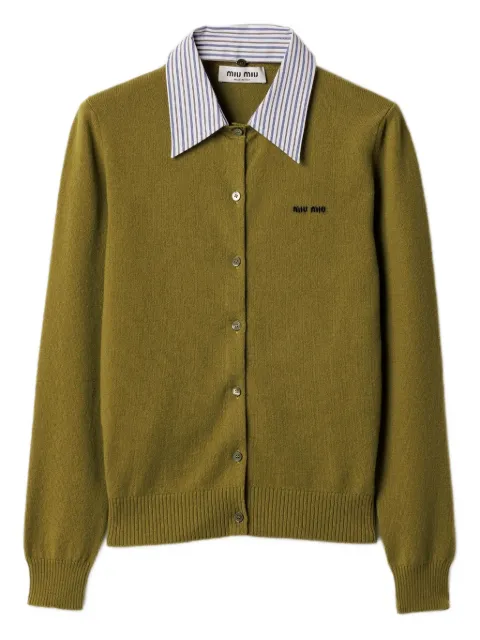 Miu Miu cashmere cardigan with collar Green MMF990SOOO174L