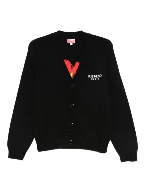 Kenzo Boke Flower logo-embroidered button cardigan Black FF62CA7063LA