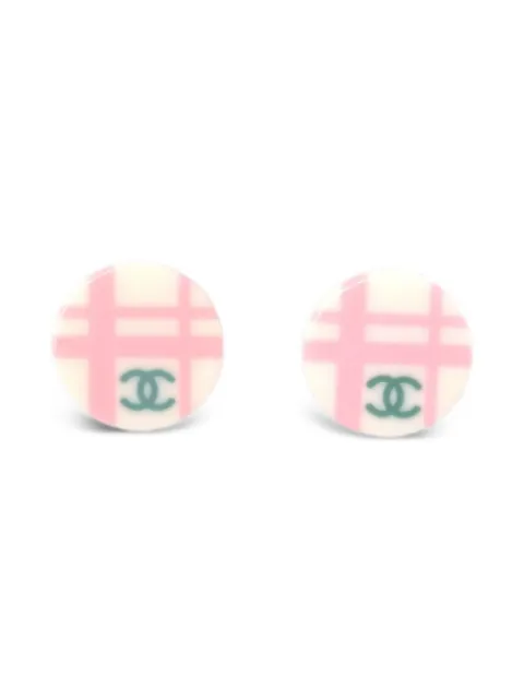 CHANEL Pre-Owned 2005 plaid earrings White PI195346
