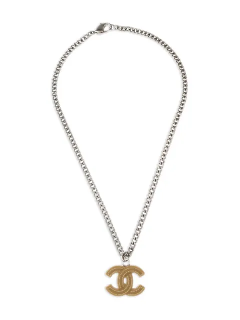 CHANEL Pre-Owned 2005 Interlocking CC logo-pendant necklace Silver NC195348