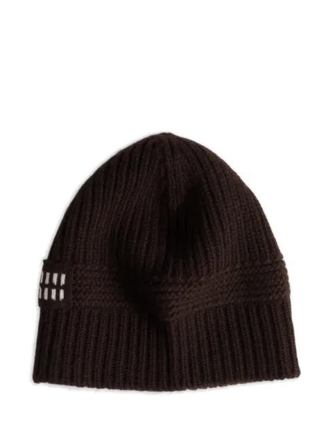 Miu Miu logo-detail knit beanie Brown 5HC3112F8S
