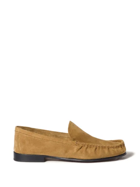 Miu Miu embossed-logo suede loafers Green 5D499EF015054
