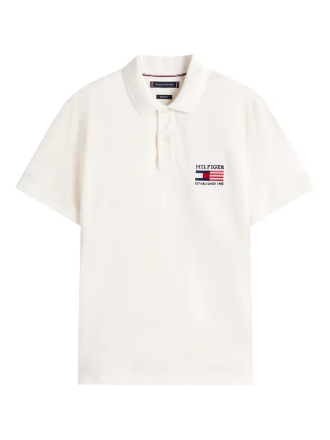 Tommy Hilfiger logo-flag cotton-blend polo shirt White MW0MW39836