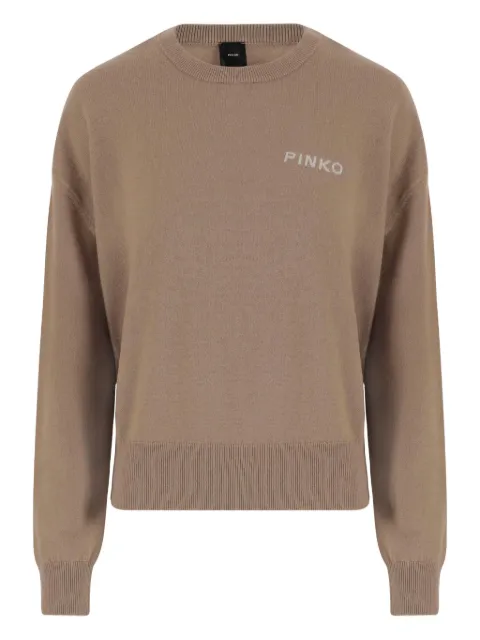 PINKO Love Birds-logo crew-neck sweater Neutrals 105561A2SI