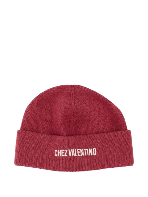 Valentino Garavani Chez knitted wool beanie Red YHB02RFZL