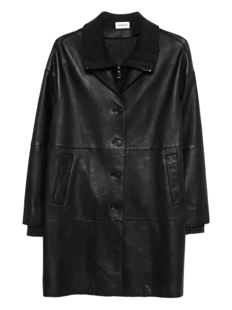 P.A.R.O.S.H. ribbed-collar leather coat Black MACIOCK25WD431783S