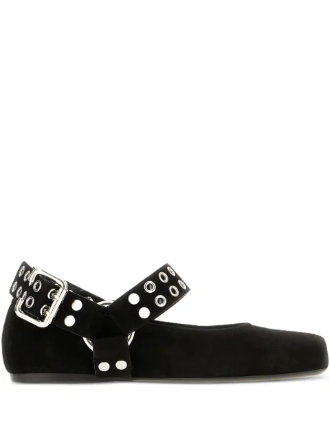 Alaïa buckle-strap eyelet ballet flats Black AA3A041CK177