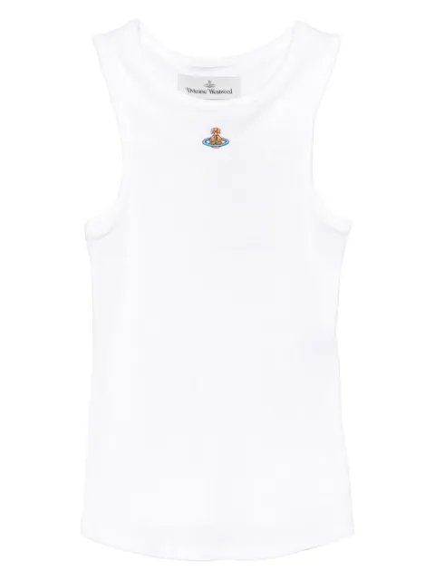 Vivienne Westwood Orb-embroidered ribbed tank top White 3G01003ZJ009C