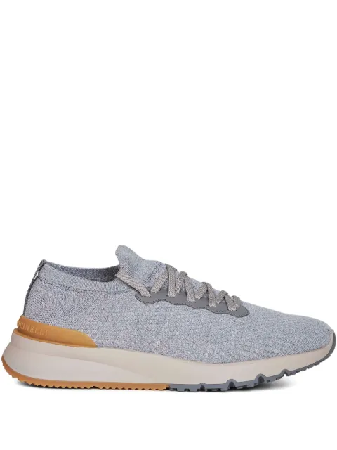 Brunello Cucinelli jacquard wool knit sneakers Grey MZUWLBO253CYM46