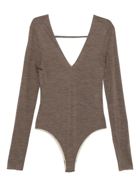 Alysi V-neck long-sleeve bodysuit Brown 165434A5209
