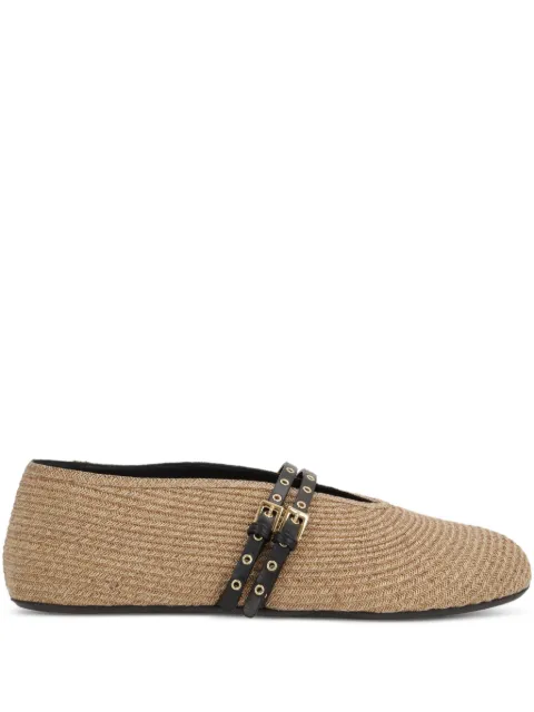Alaïa double-strap ballet flats Neutrals AA3A058TK036