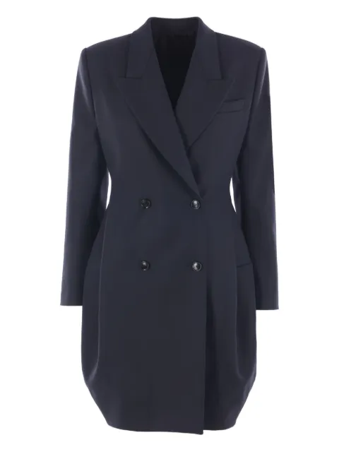 Alaïa double-breasted padded-shoulder coat Blue AA9M1087W036B542