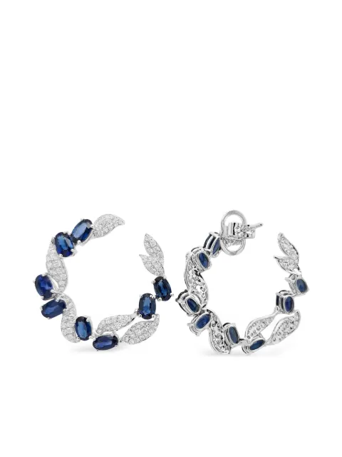 HYT Jewelry 18K white gold sapphire and diamond hoop earrings Silver 30778
