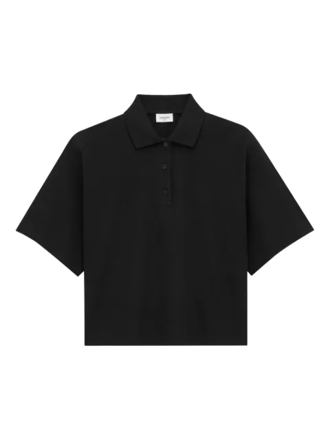 Saint Laurent cassandre-embroidered polo shirt Black 841963Y37HC