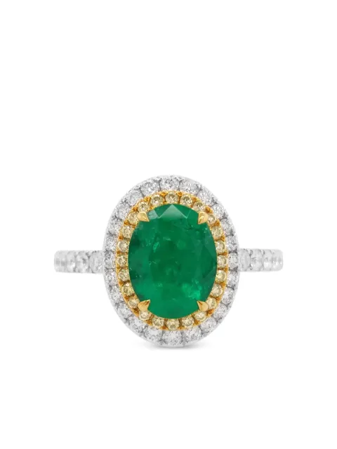 HYT Jewelry 18K white gold emerald and diamond ring Silver R679HR