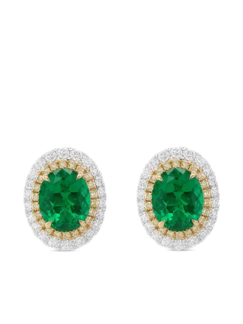 HYT Jewelry 18K white gold emerald and diamond earrings Silver E232HR