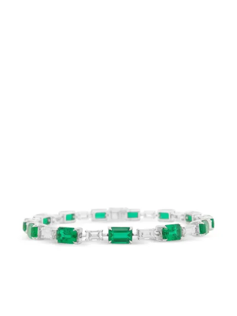 HYT Jewelry 18K white gold emerald and diamond tennis bracelet Silver B76HR