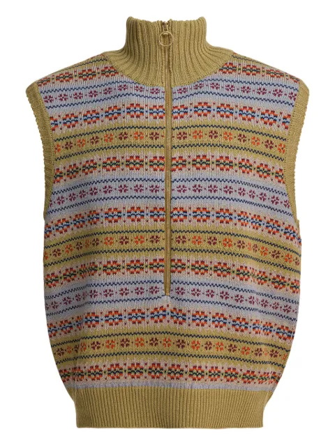 KAPITAL high-neck patterned gilet Green K2503KN066LGR