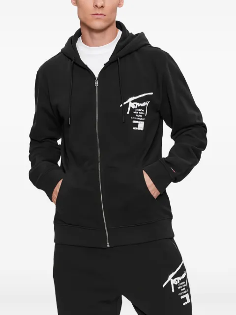 Tommy Hilfiger graffiti-print zip-up hoodie Black DM0DM17793